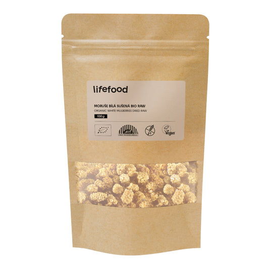 130124 Moruše bílá sušená RAW 100 g BIO   LIFEFOOD -1