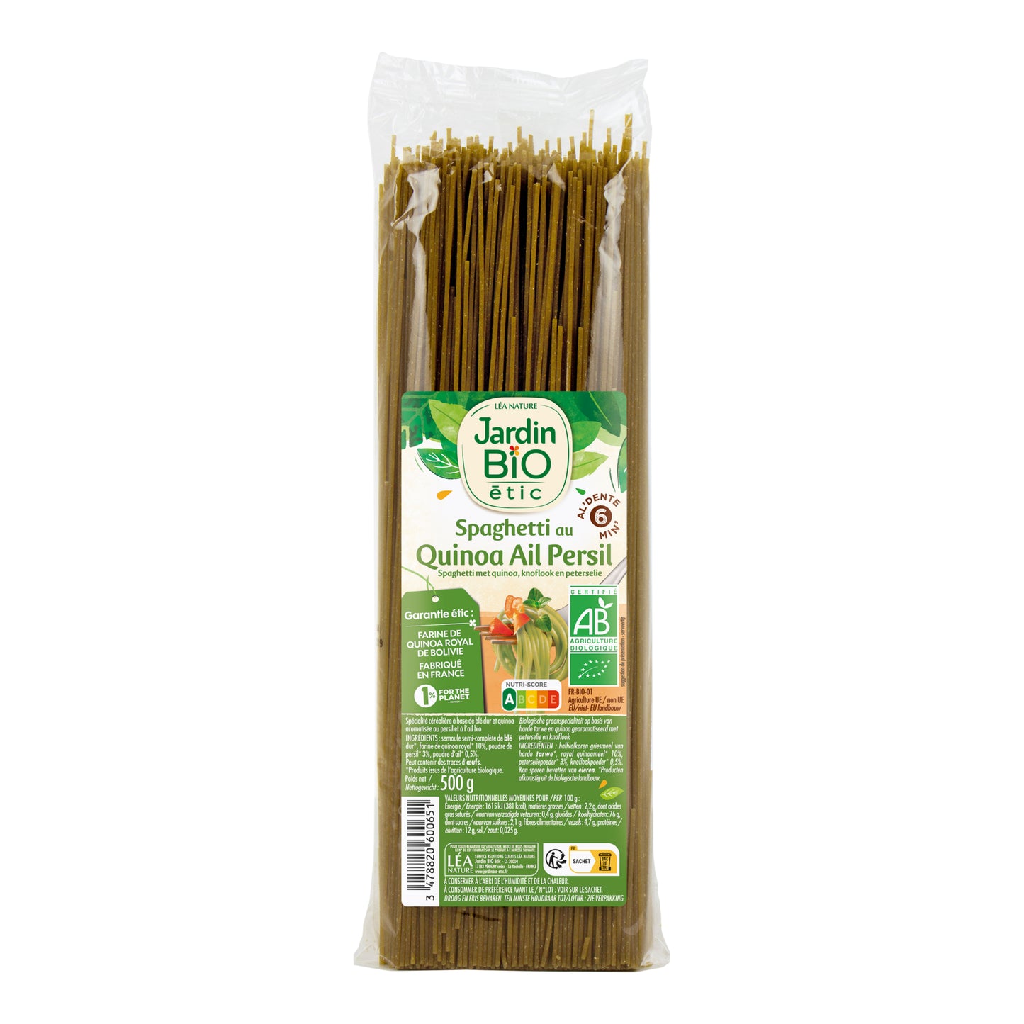 260176 Špagety s quinoovou moukou Petržel a česnek 500 g BIO JARDIN BIO -1