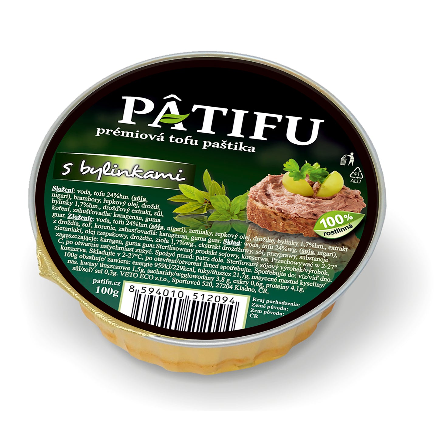312025 Paštika PATIFU s bylinkami 100 g VETO ECO-1