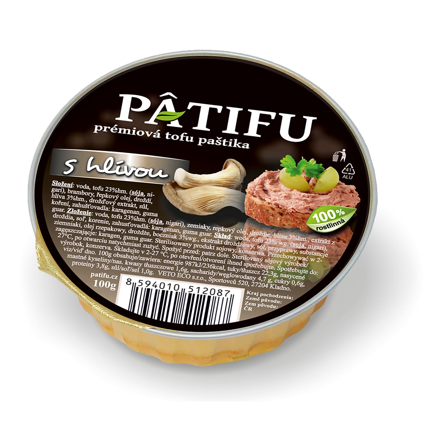 312027 Paštika PATIFU s hlívou 100 g VETO ECO-1