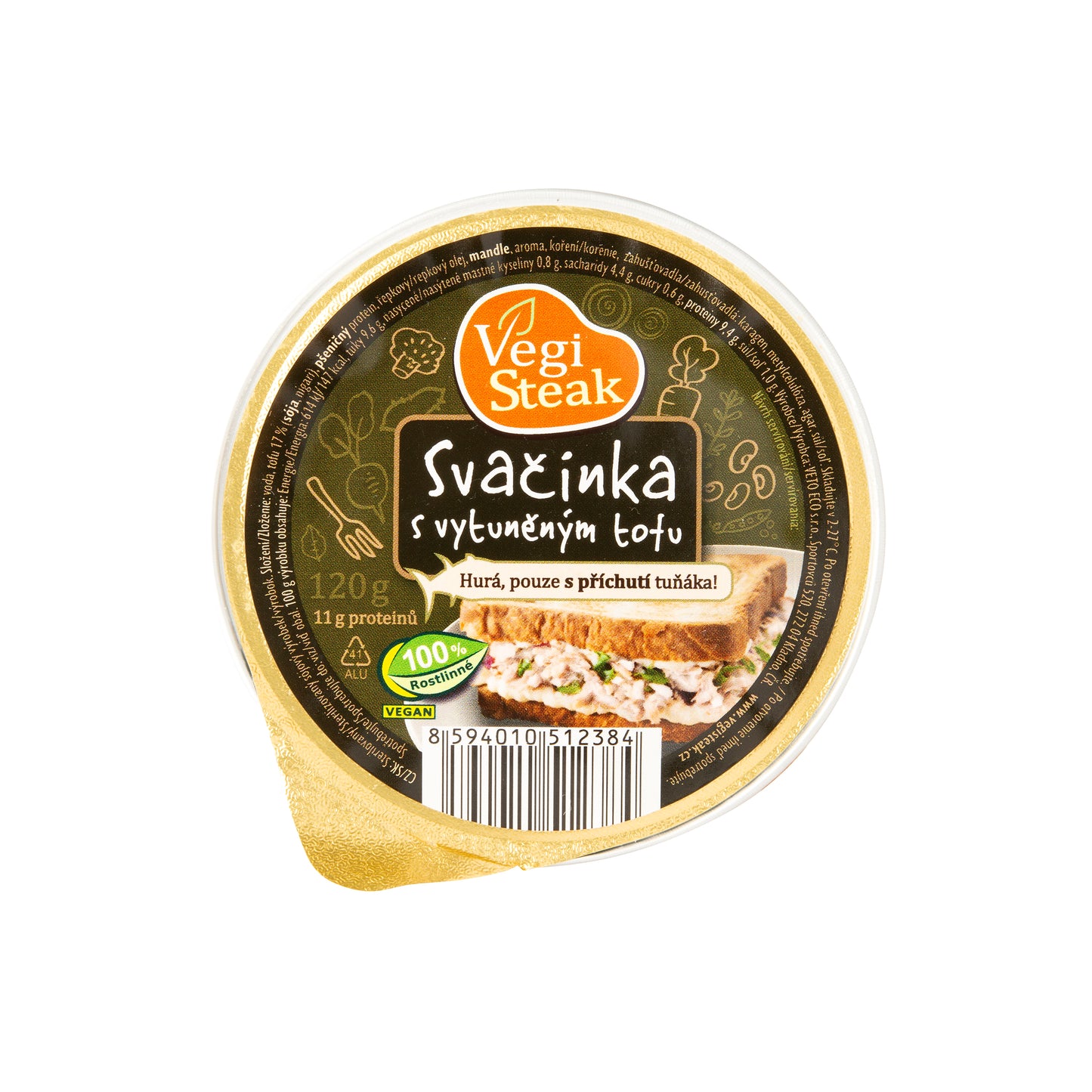 312053 VegiSteak pomazánka Svačinka s vytuněným tofu 120 g VETO ECO-1