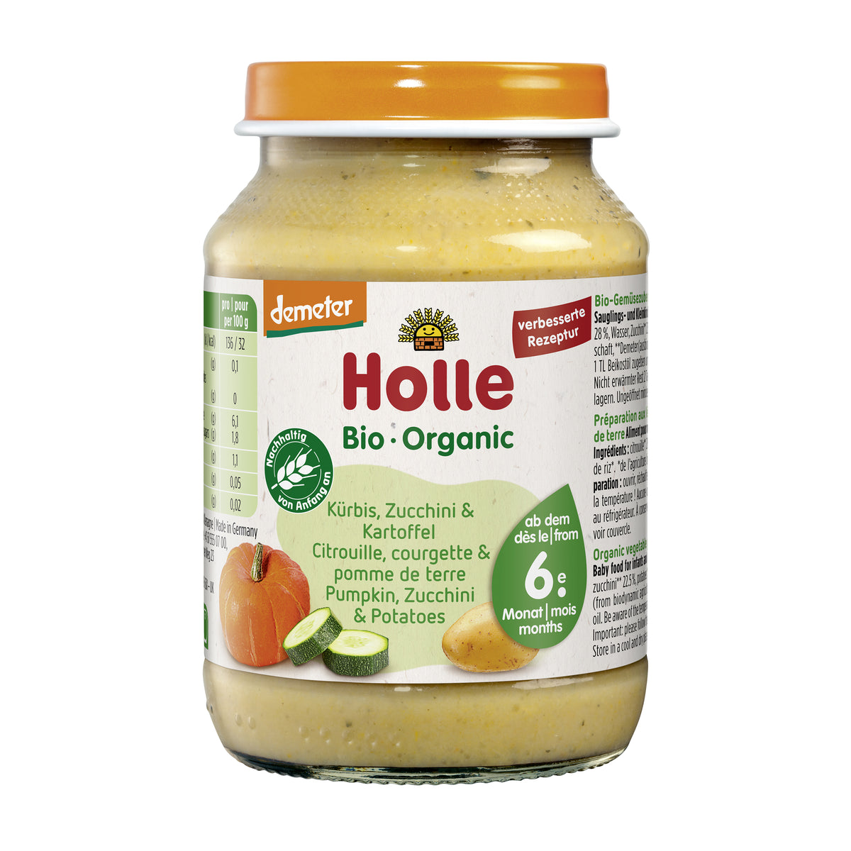 330133 Příkrm dýně, cuketa, brambory 190 g BIO HOLLE