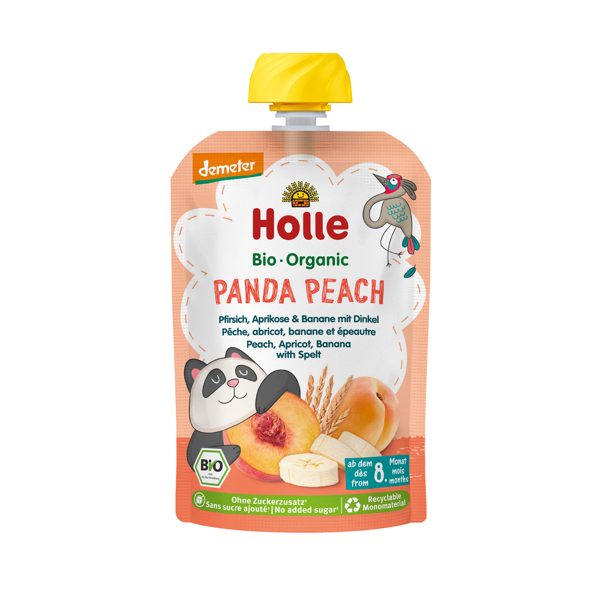 330141 Příkrm broskev, meruňka, banán, špalda - kapsička 100 g BIO HOLLE-1