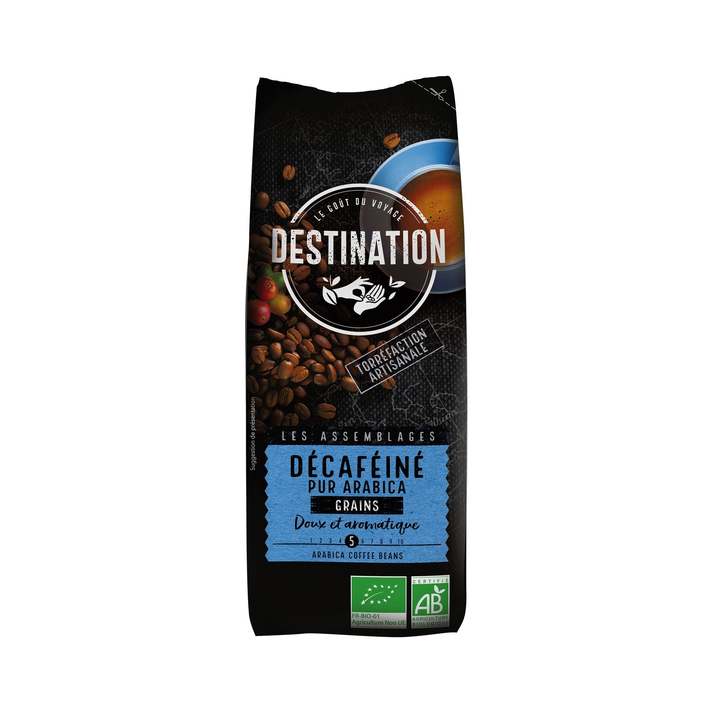 520049 Káva zrnková bez kofeinu 100 % Arabika 250 g BIO DESTINATION-1