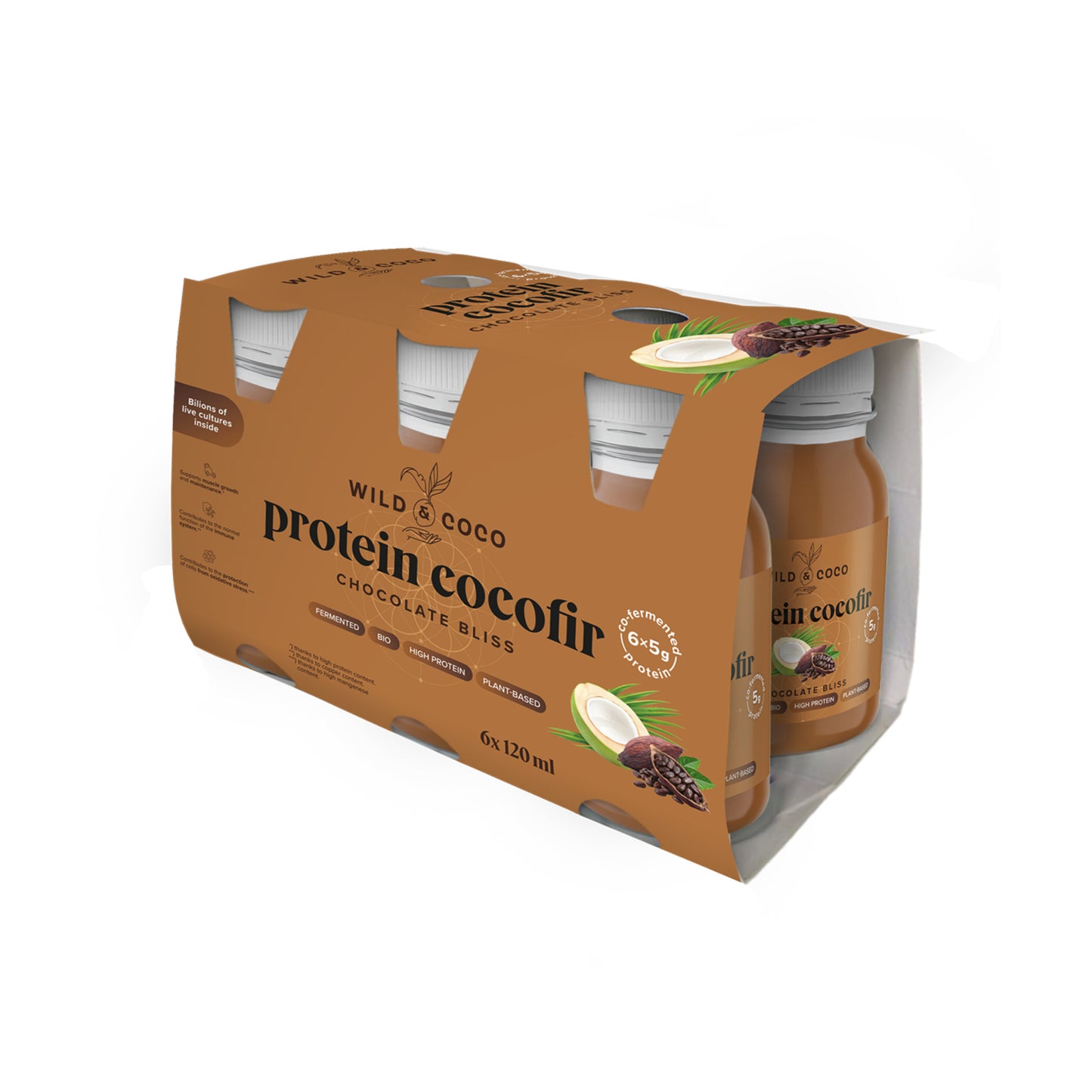 530092 Nápoj kokosový Protein Cocofir Chocolate Bliss 6 x 120 ml BIO WILD & COCO-1