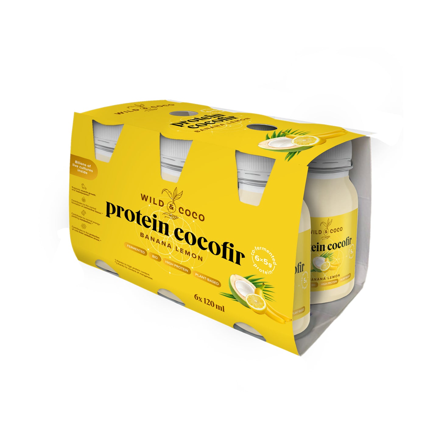 530094 Nápoj kokosový Protein Cocofir Banana Lemon 6 x 120 ml BIO WILD & COCO-1