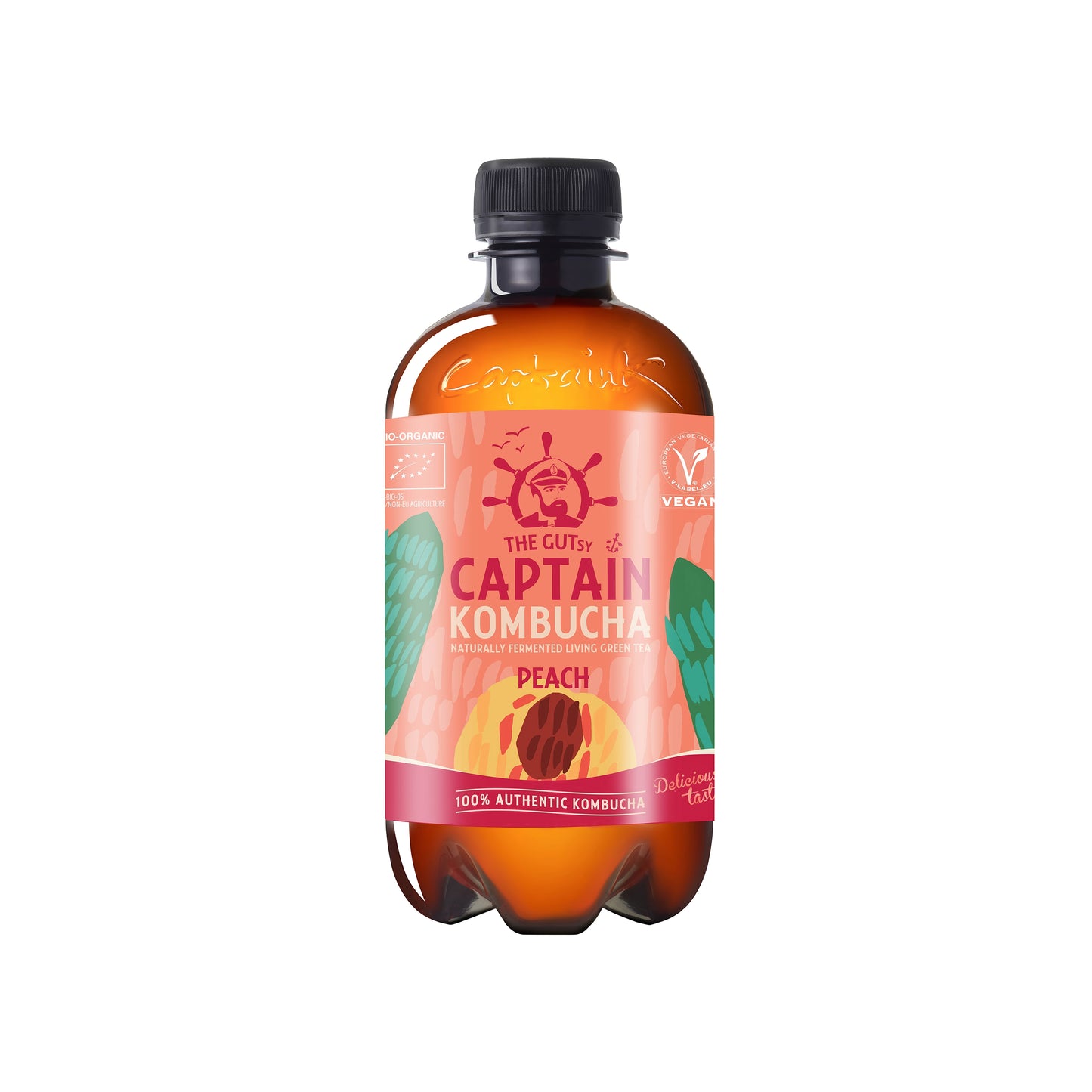 570089 Captain kombucha broskev 400 ml BIO THE GUTSY-1