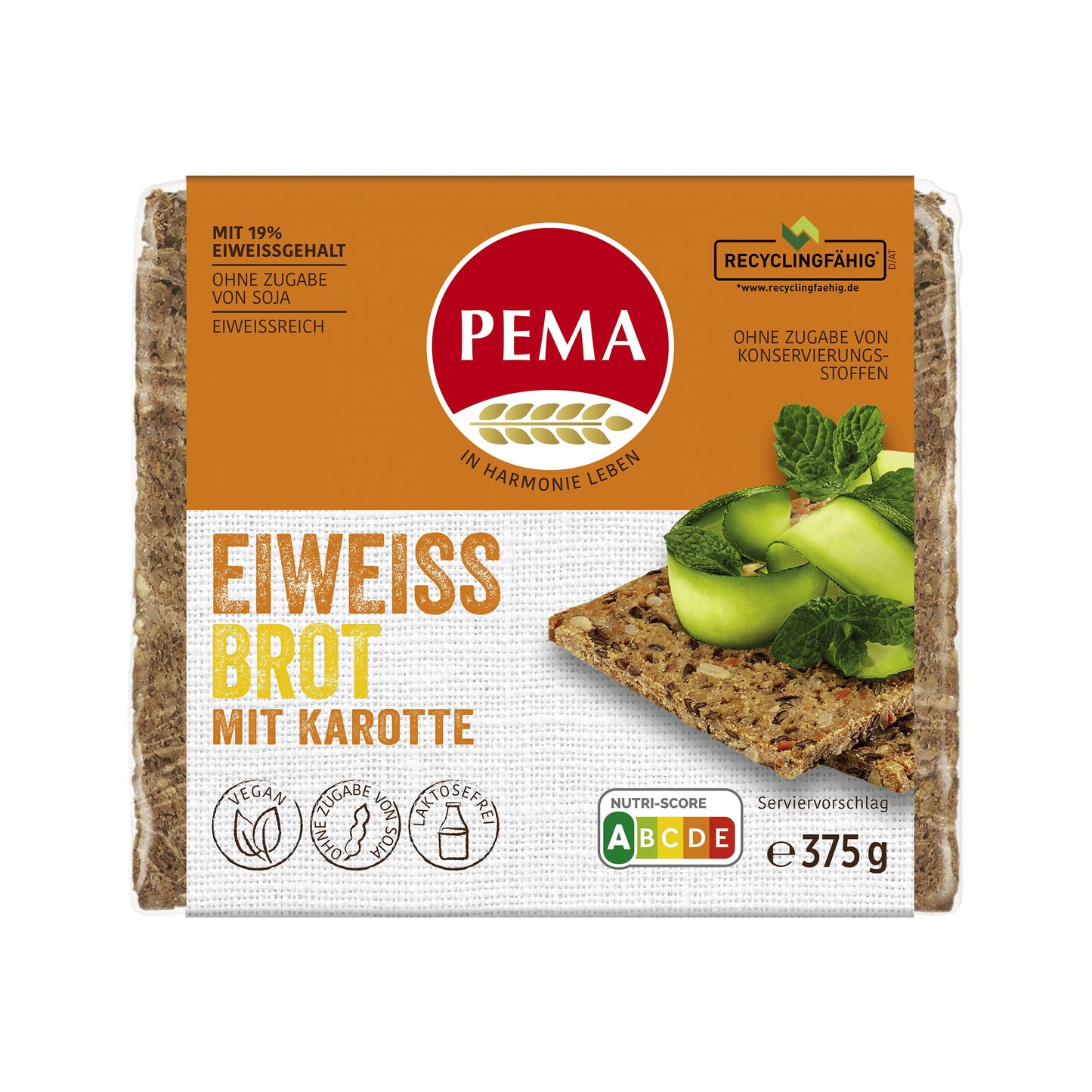 610087 Chléb proteinový s mrkví 375 g PEMA-1