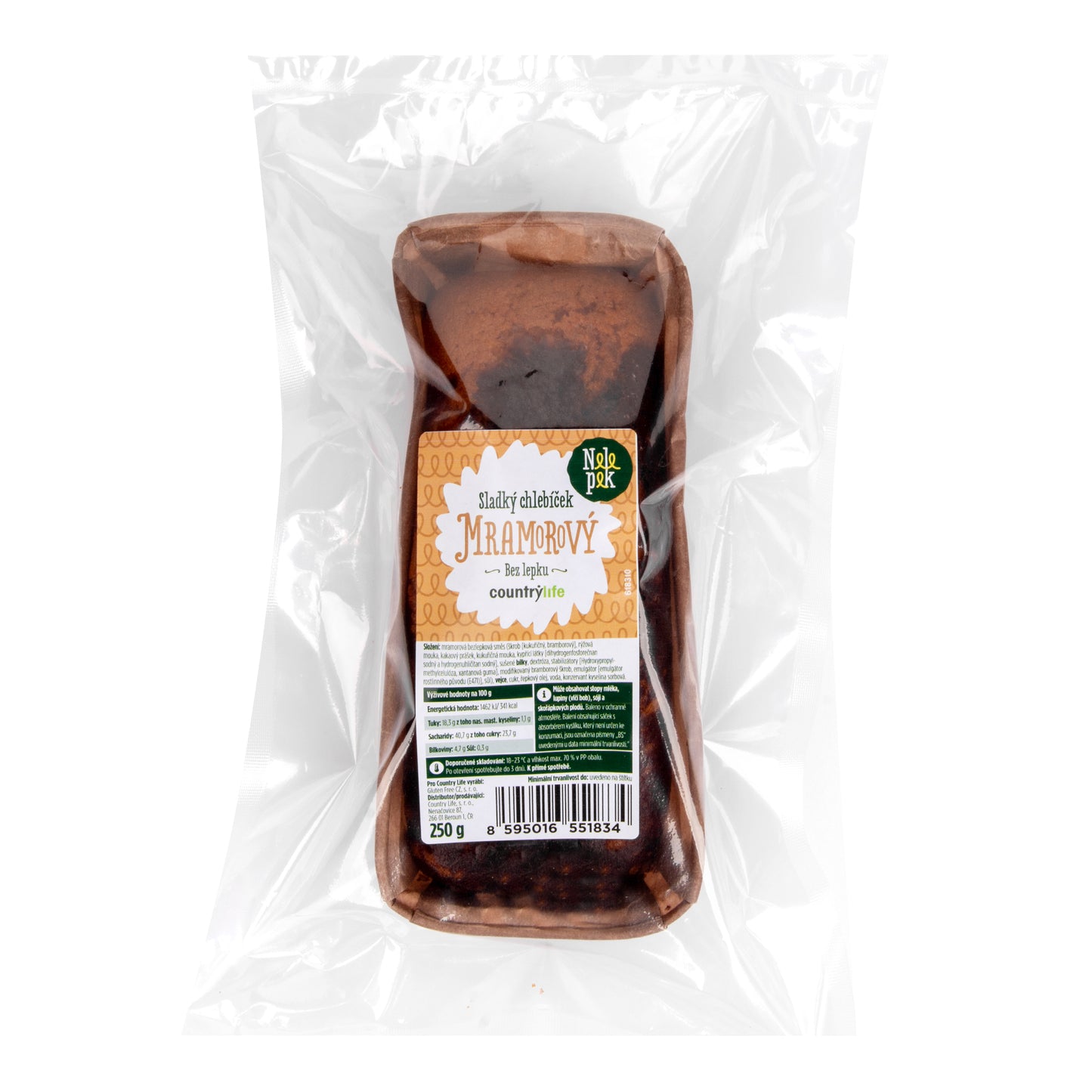 618310 Sladký mramorový chlebíček bez lepku 250 g NELEPEK VO-1