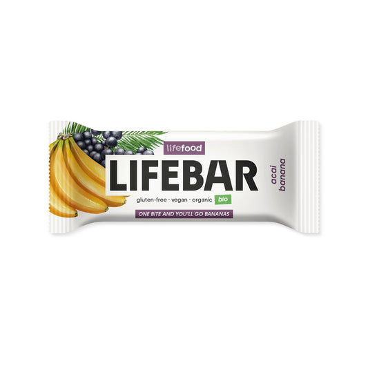 630285 Tyčinka Lifebar banánová s acai RAW 40 g BIO   LIFEFOOD-1