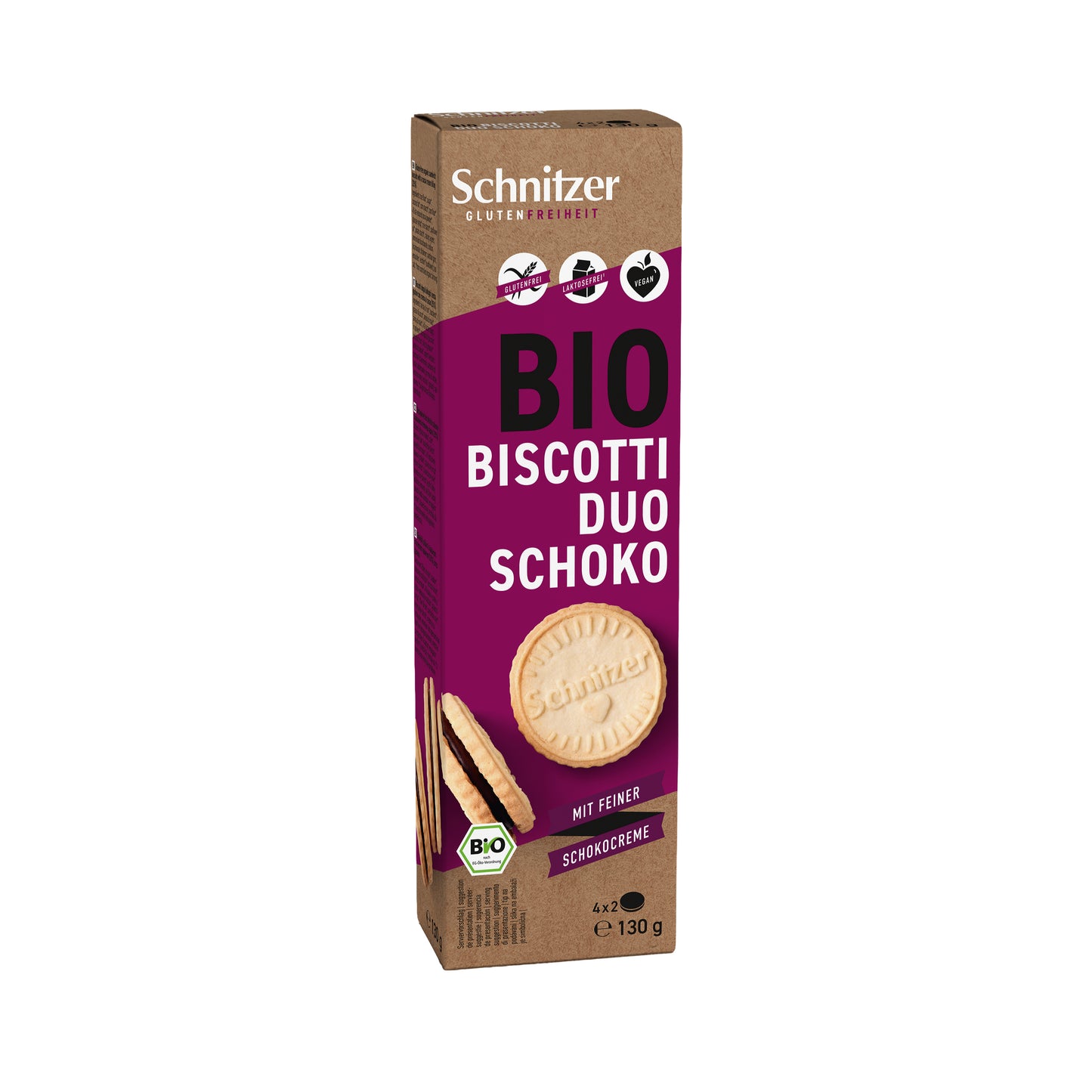 630420 Sušenky s kakaovou náplní bezlepkové 130 g BIO SCHNITZER-1