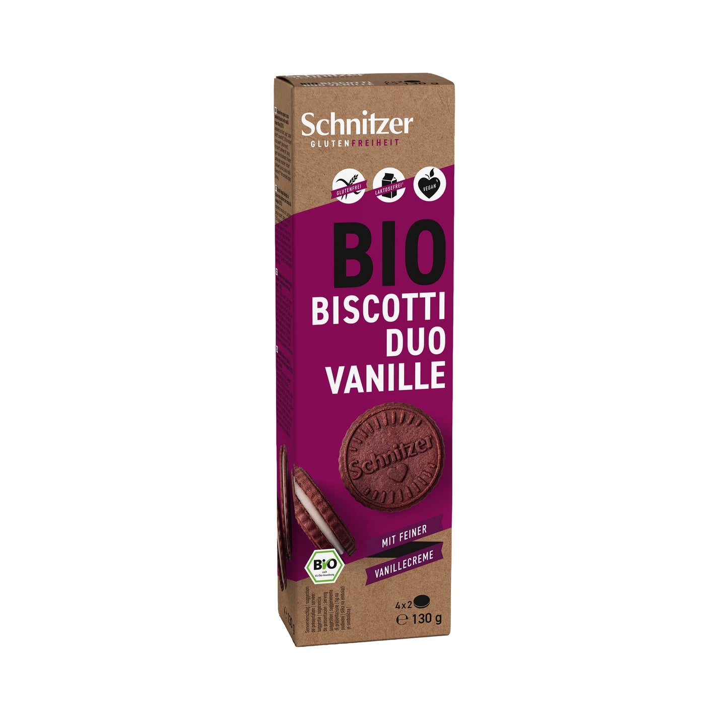 630421 Sušenky kakaové s vanilkovou náplní bezlepkové 130 g BIO SCHNITZER-1