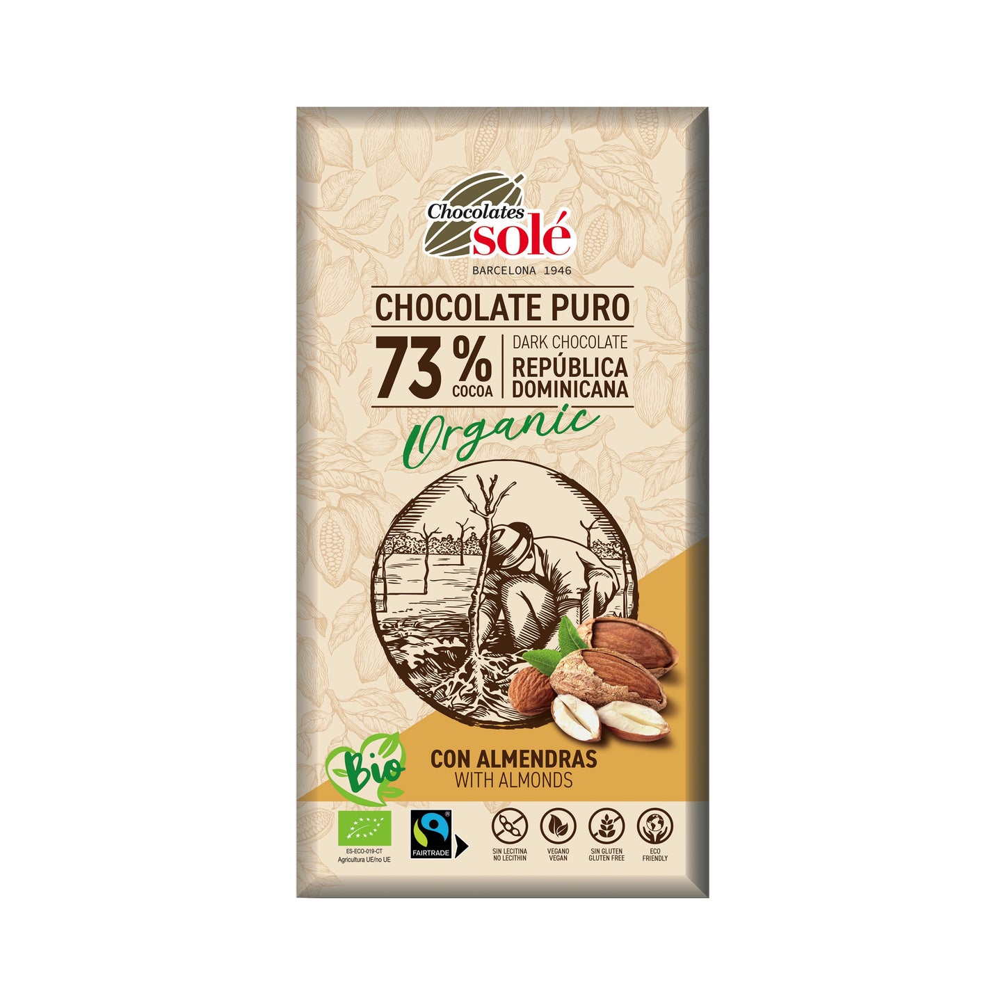 660191 Čokoláda hořká s mandlemi 150 g BIO SOLÉ-1