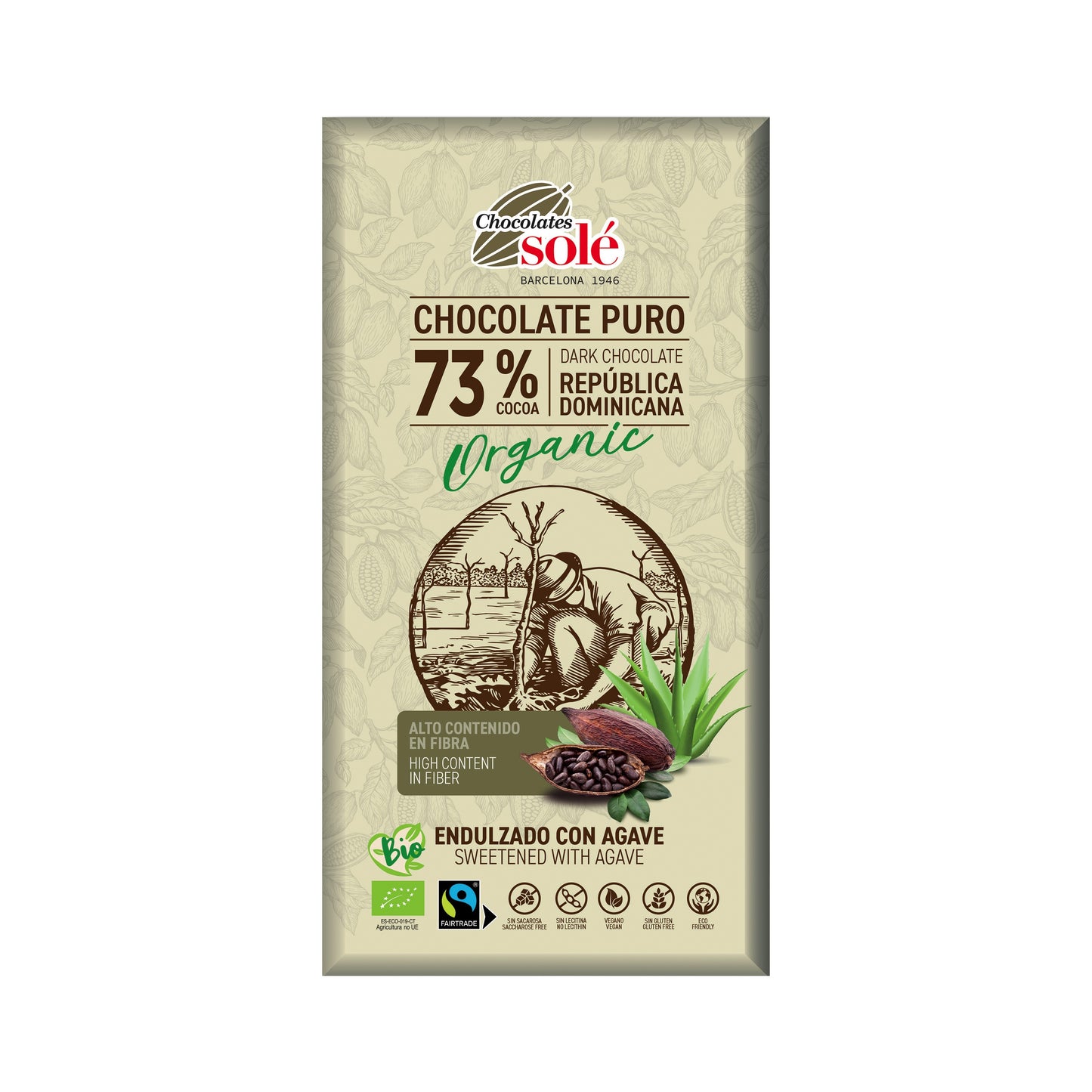 660196 Čokoláda hořká se sirupem z agáve 100 g BIO SOLÉ-1