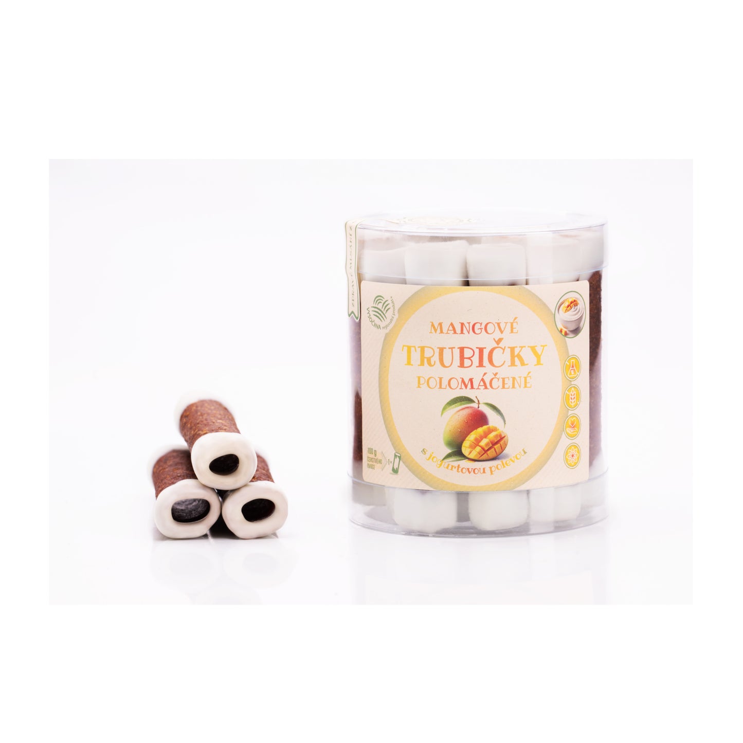 662246 Trubičky ovocné polomáčené mango 220 g BIOPRODUKT JT-1