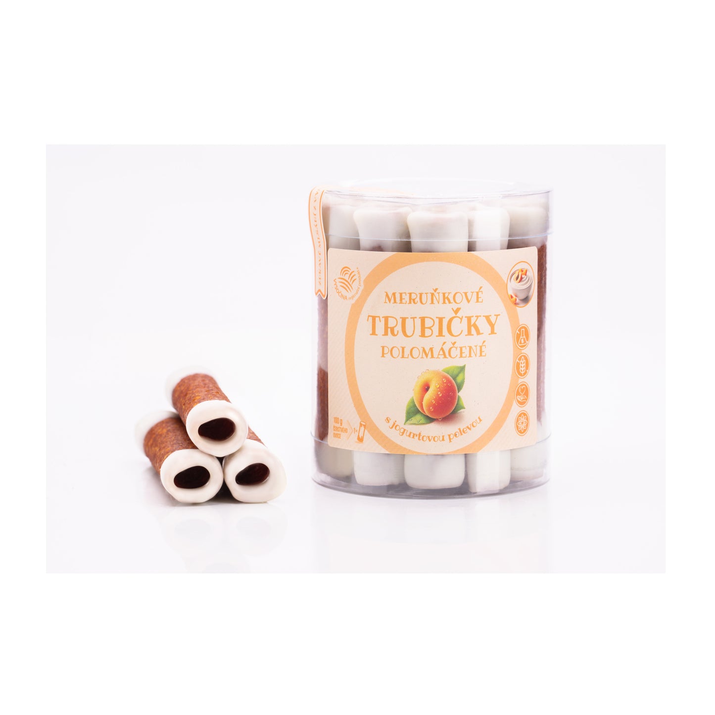 662247 Trubičky ovocné polomáčené meruňka 220 g BIOPRODUKT JT-1