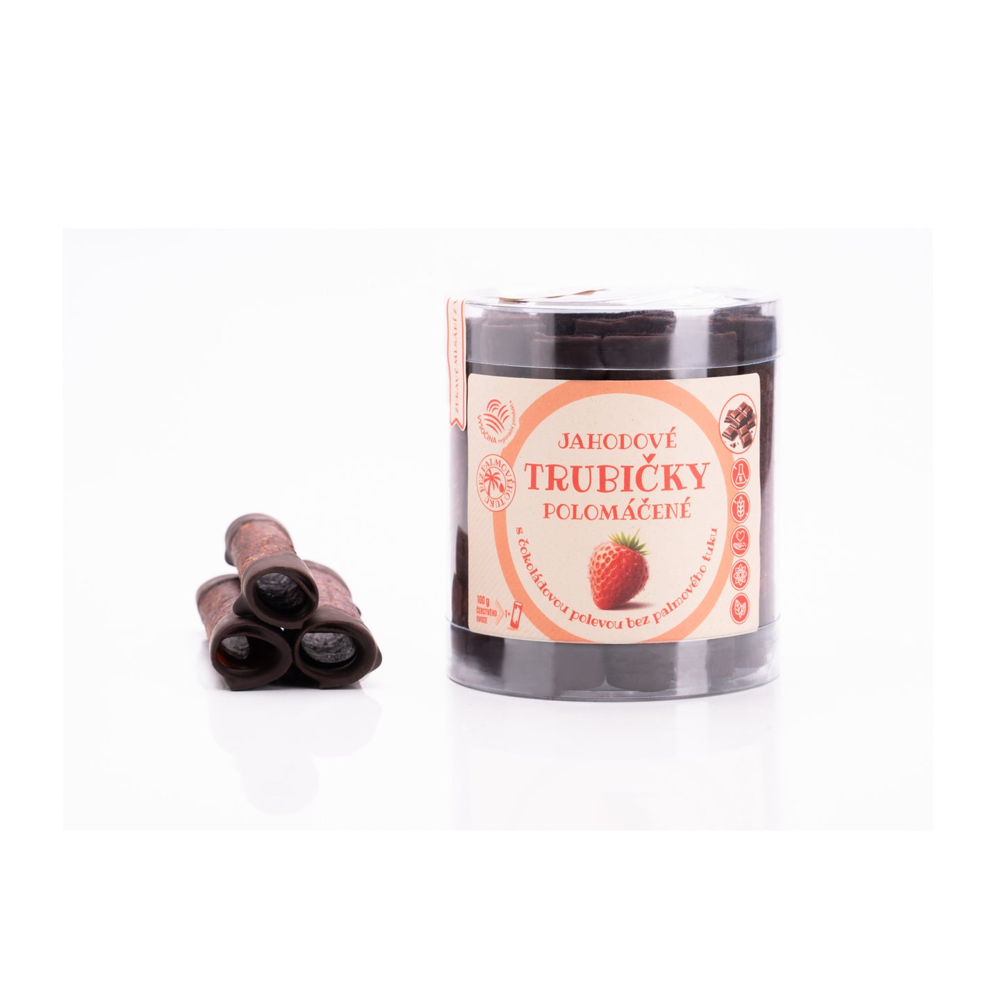 662249 Trubičky ovocné polomáčené jahoda 220 g BIOPRODUKT JT-1