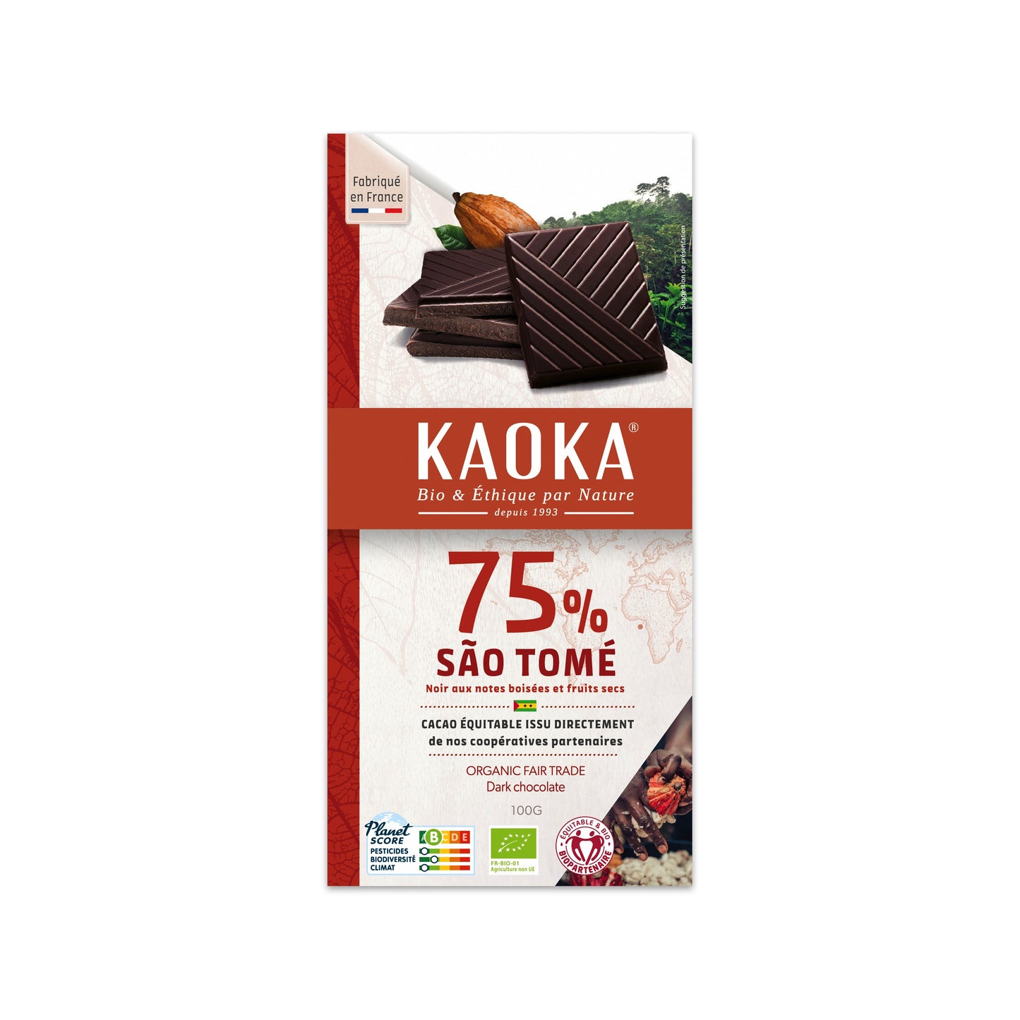 665298 Čokoláda hořká Sao Tomé 75 % 100 g BIO KAOKA-1