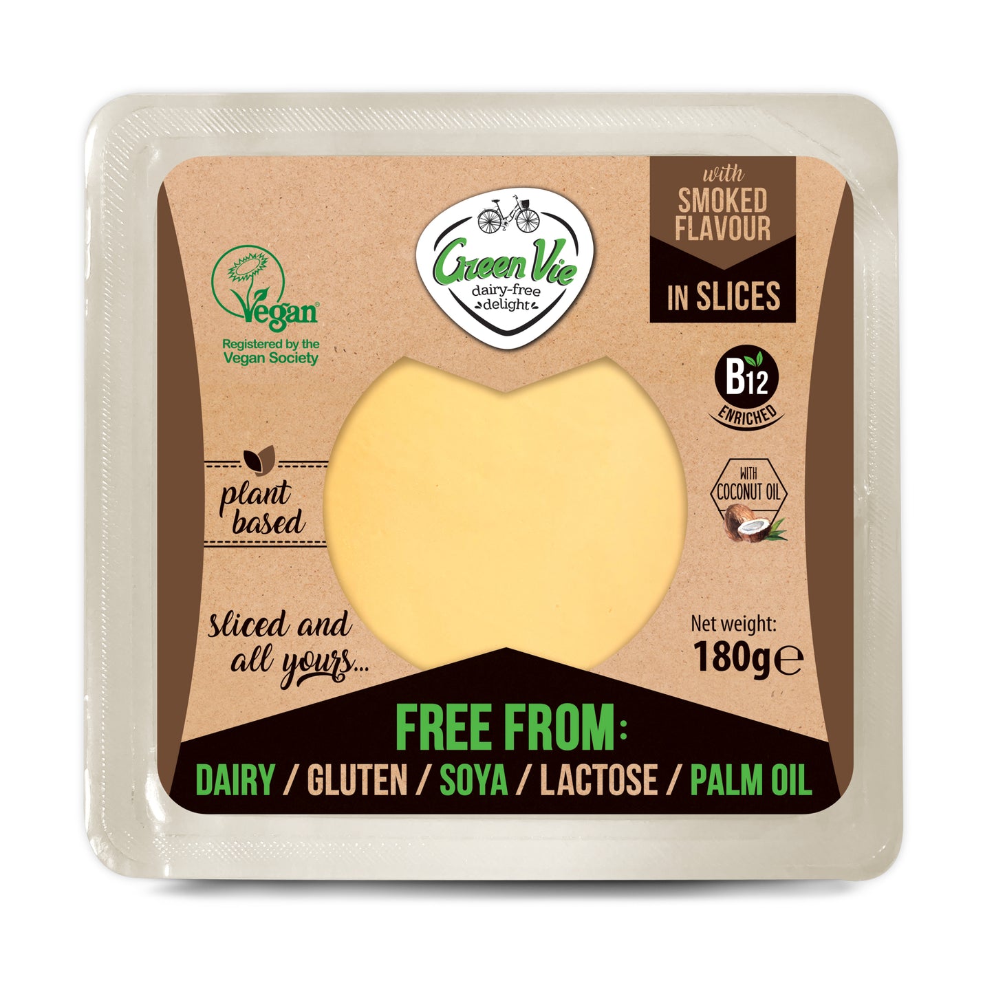 712103 Veganská alternativa sýru uzená gouda plátky 180 g GREENVIE-3