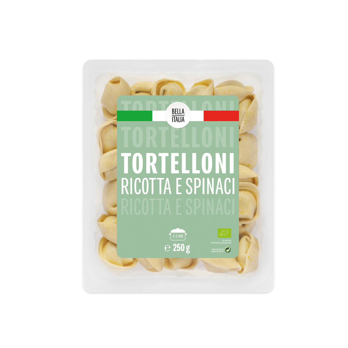 760001 Tortelloni s ricottou a špenátem 250 g BIO Bella Italia