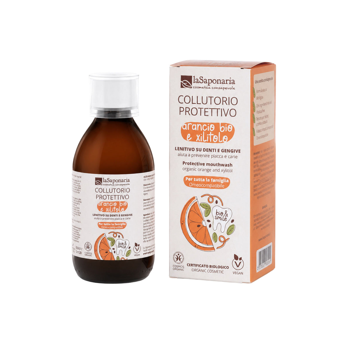 900575 Voda ústní ochranná s pomerančem a xylitolem 250 ml BIO LA SAPONARIA-2