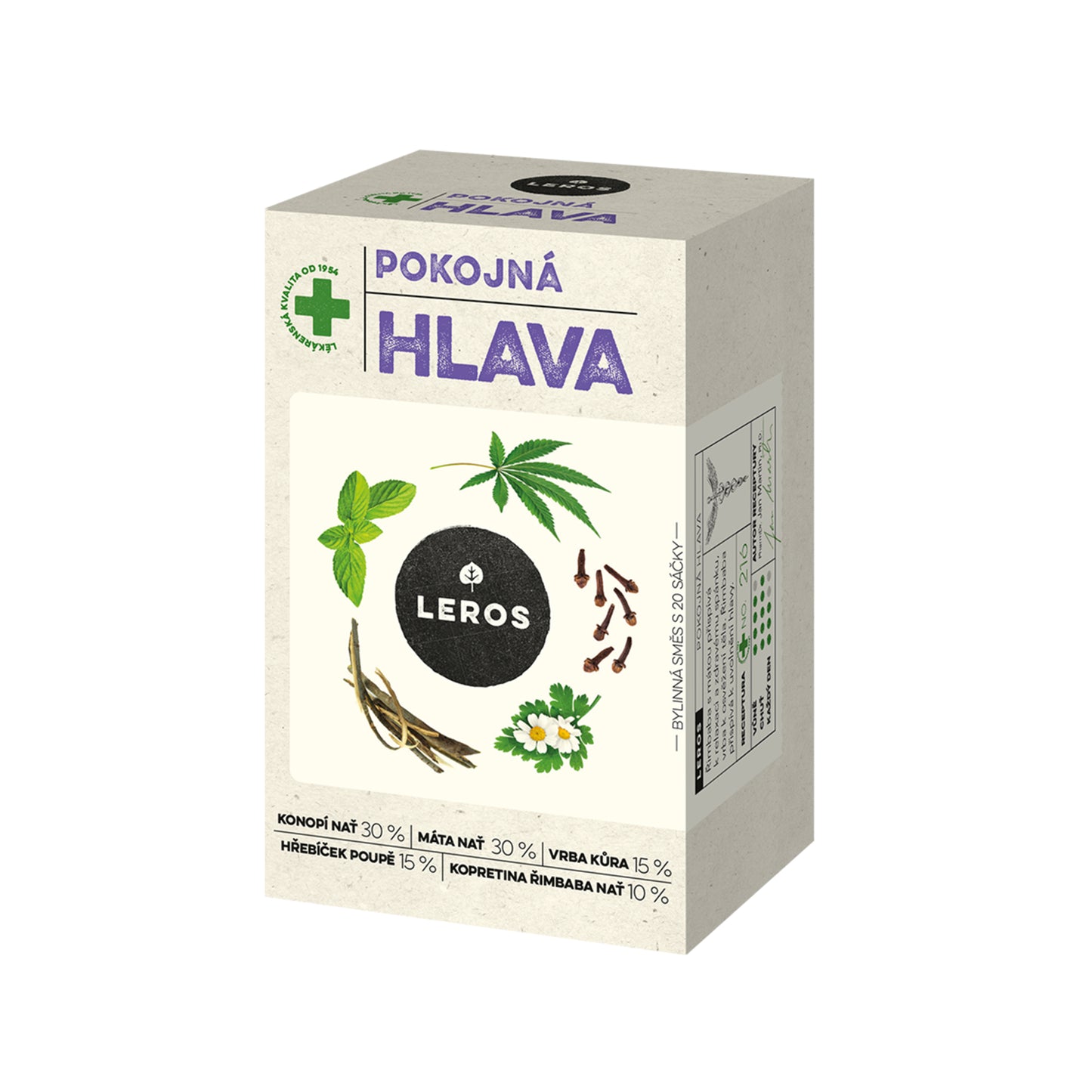 901909 Čaj bylinný Pokojná hlava 20 sáčků 30 g LEROS-1
