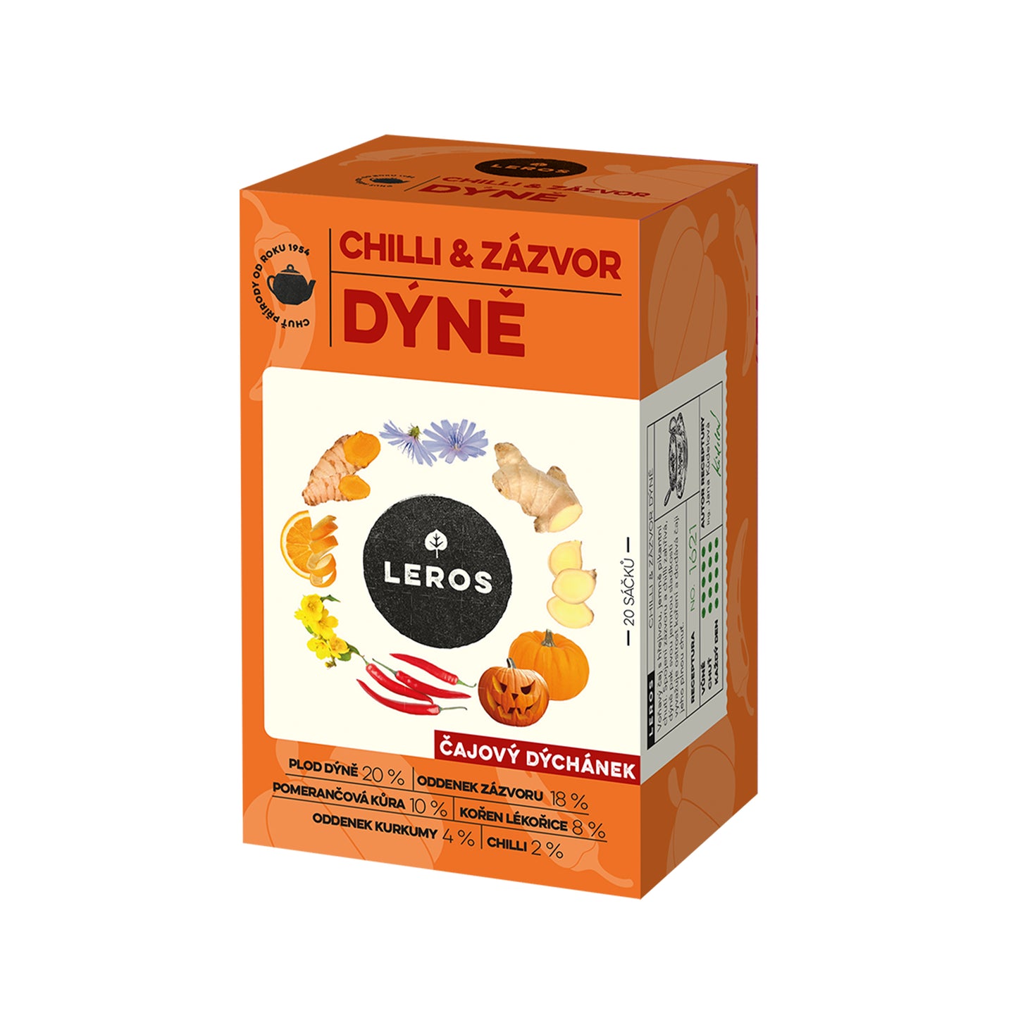 901919 Dýchánek čajový Chilli, zázvor & dýně 20 sáčků 40 g LEROS-1
