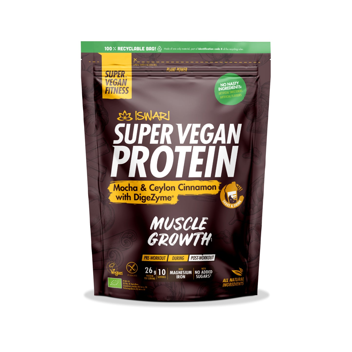 913124 Protein vegan s kávou, kakaem a ceylonskou skořicí 400 g BIO ISWARI -1