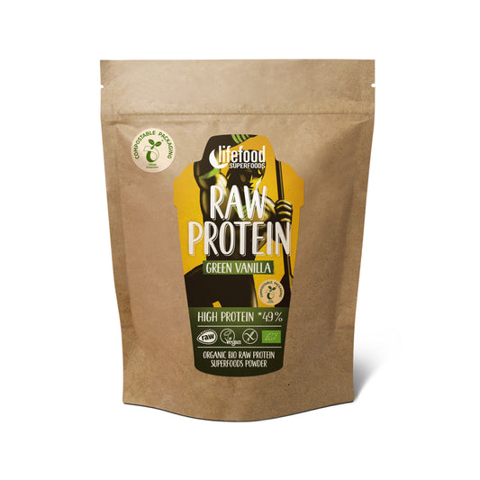 915276 Protein vanilkový s mladým ječmenem RAW 450 g BIO   LIFEFOOD-1