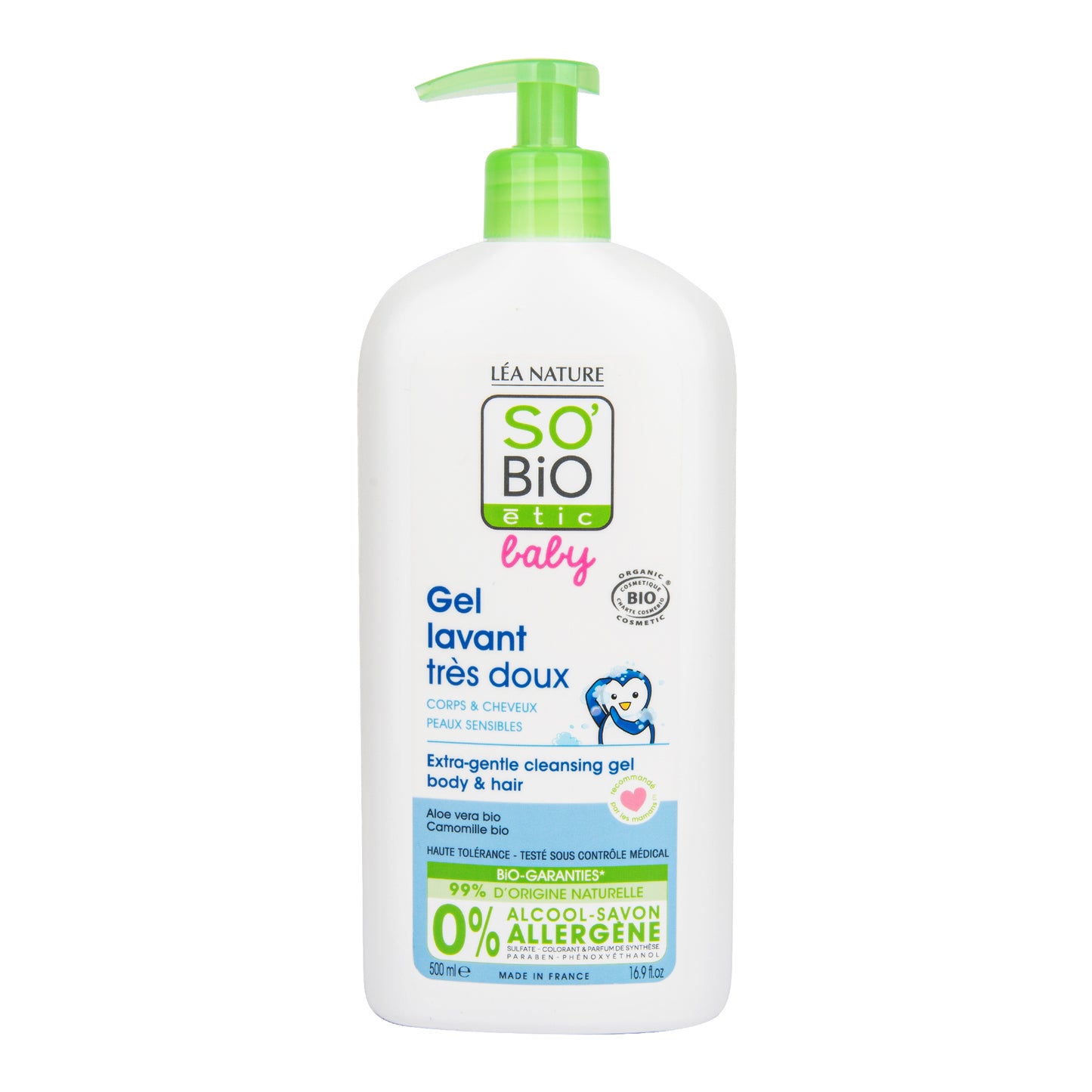 940026 Gel mycí pro děti — extra jemný na tělo i vlasy BABY 500 ml BIO SO'BiO étic -1