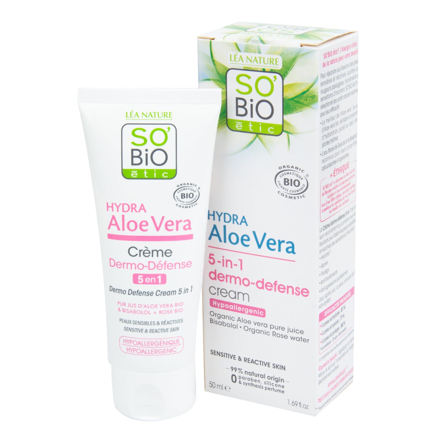 943786 Krém ochranný pro citlivou pleť aloe vera 5v1 50ml BIO SO´BIO étic-1