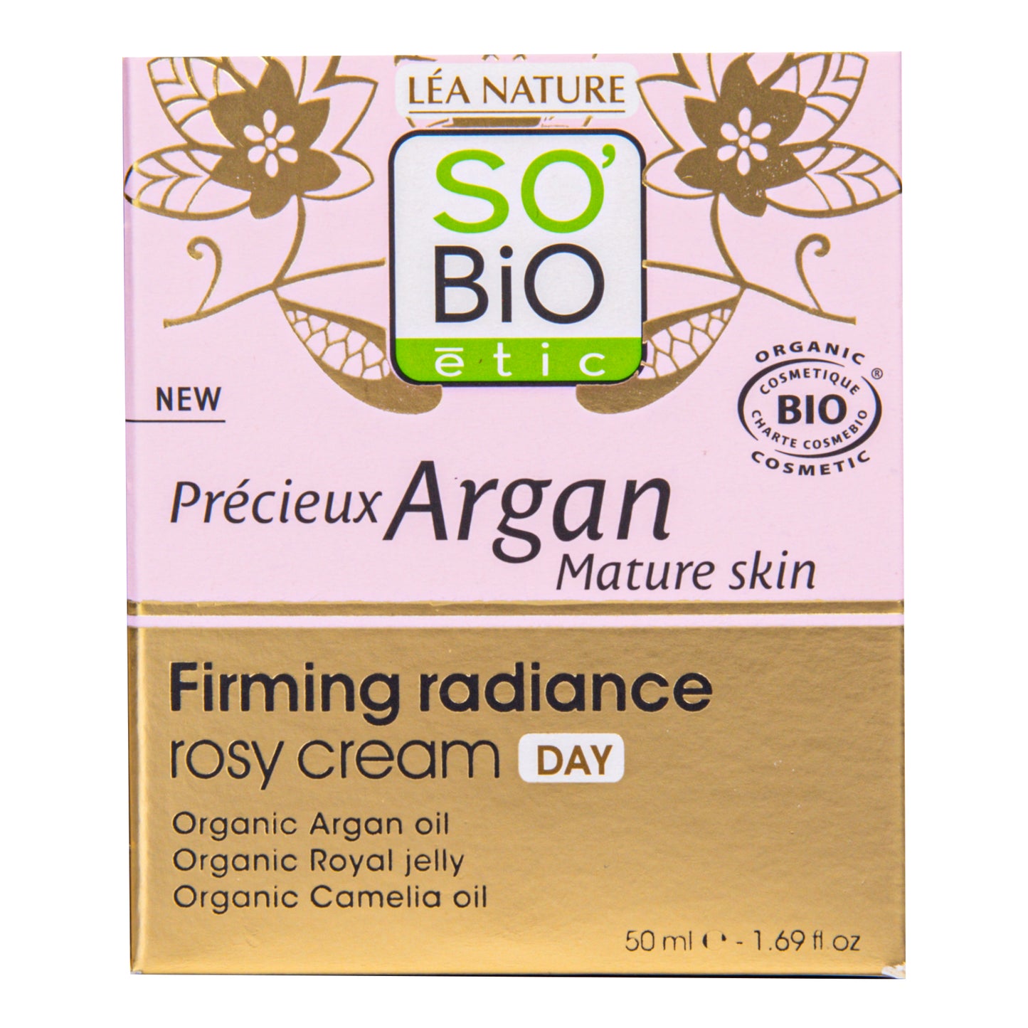 943796 Krém růžový denní pro rozjasnění a zpevnění 50 ml BIO zralá pleť Precieux argan SO´BIO étic
