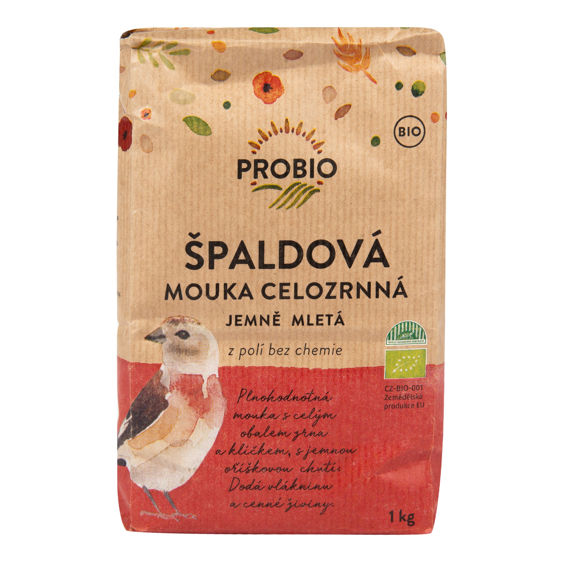 210080 Mouka špaldová celozrnná jemně mletá 1 kg BIO   PROBIO-2