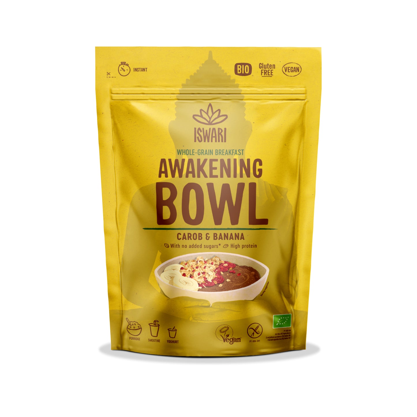 230159 Směs instantní Awakening Bowl - banán a karob 360 g BIO   ISWARI -1