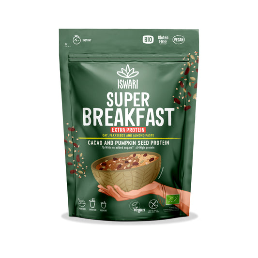 230169 Směs instantní Super Breakfast - kakao a dýňový protein 360 g BIO   ISWARI -1