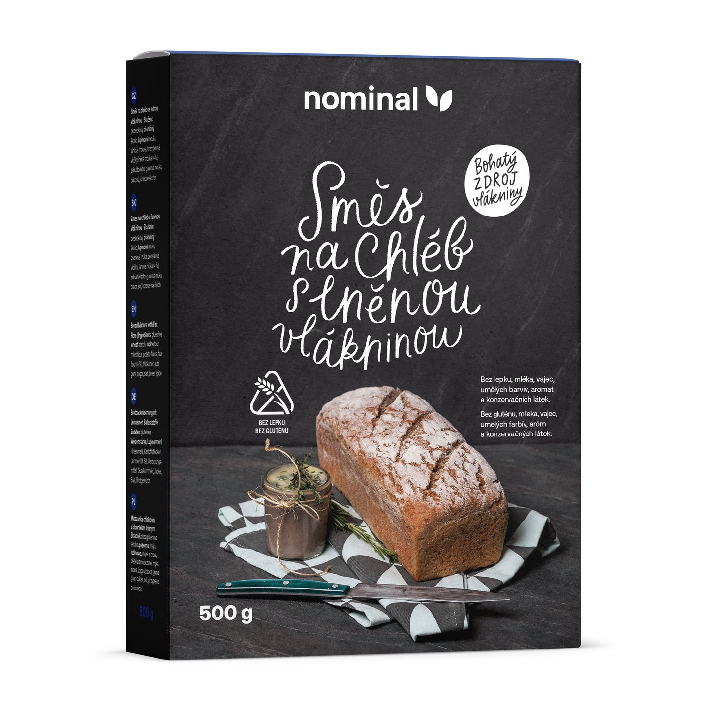 243022 Směs na chléb s lněnou vlákninou bezlepkový 500 g   NOMINAL-1