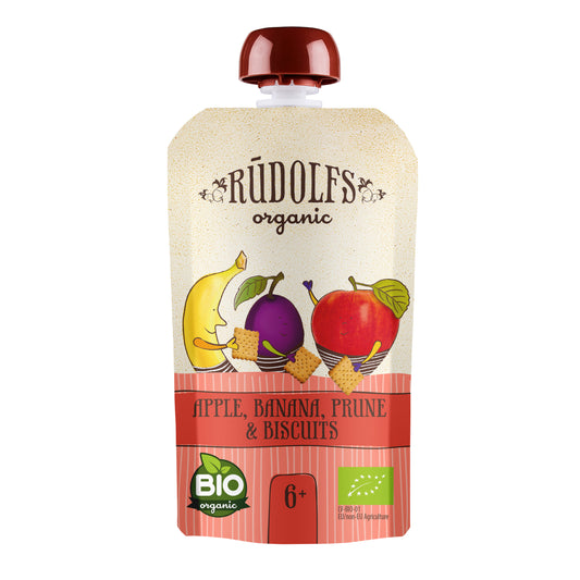 330095 Příkrm jablko, banán, švestka, sušenky - kapsička 110 g BIO   RUDOLFS-1
