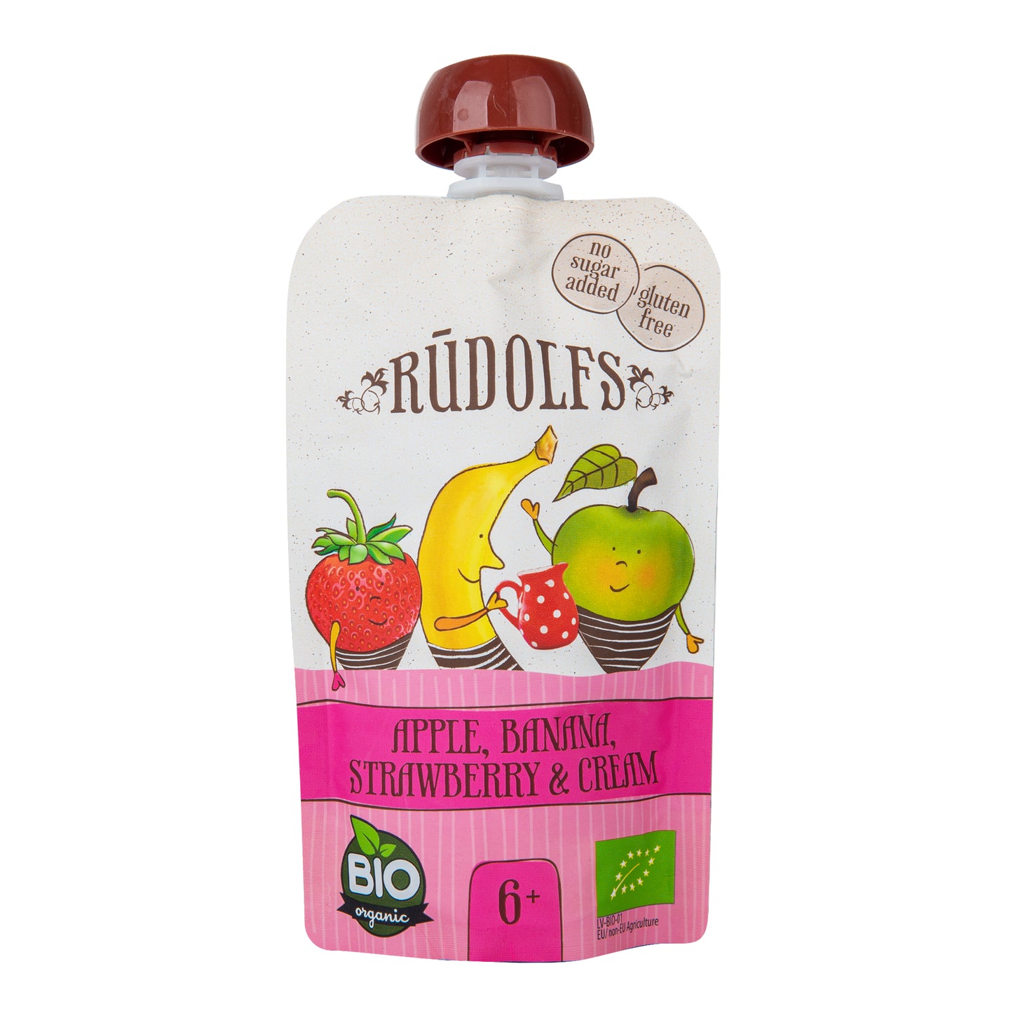 330096 Kapsička ovocná se smetanou jablko, banán, jahoda 110 g BIO   RUDOLFS-1