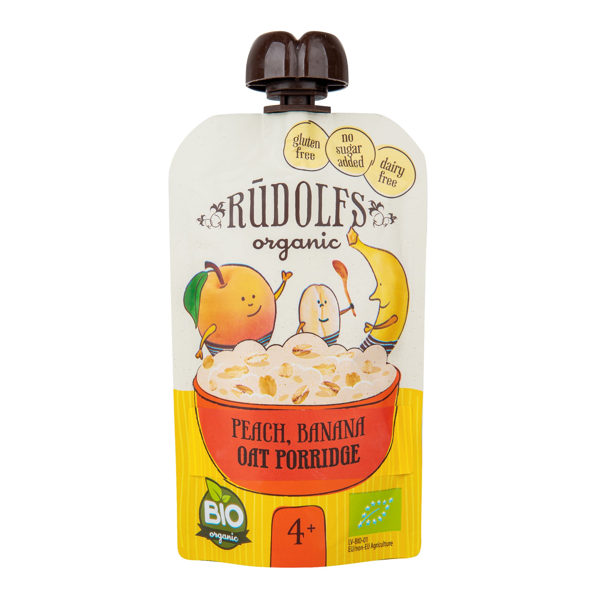 330097 Kapsička ovocná s ovesnou kaší broskev, banán 110 g BIO   RUDOLFS-1