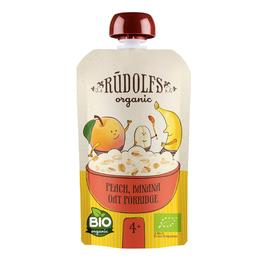 330097 Příkrm s ovesnou kaší broskev, banán - kapsička 110 g BIO   RUDOLFS-1