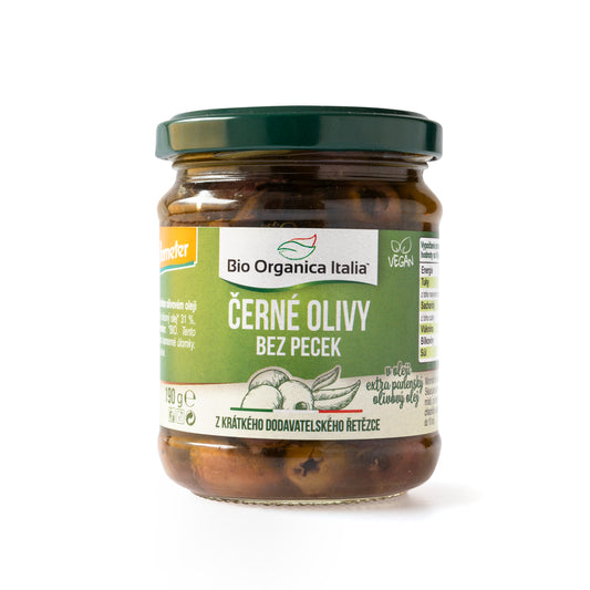 430143 Olivy černé v olivovém oleji bez pecek 190 g BIO   BIO ORGANICA ITALIA-1