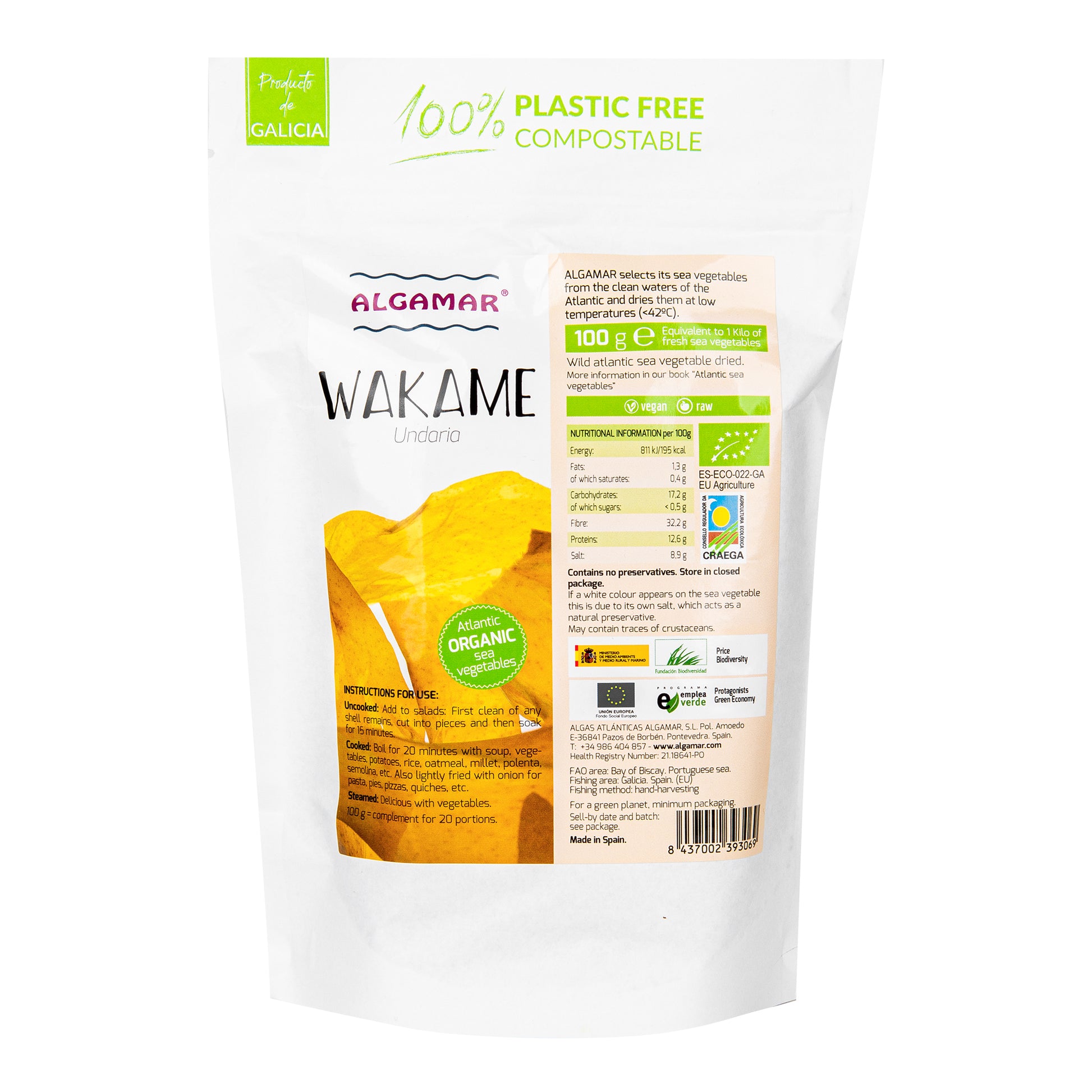 480003 Mořské řasy Wakame 100 g BIO   ALGAMAR-1