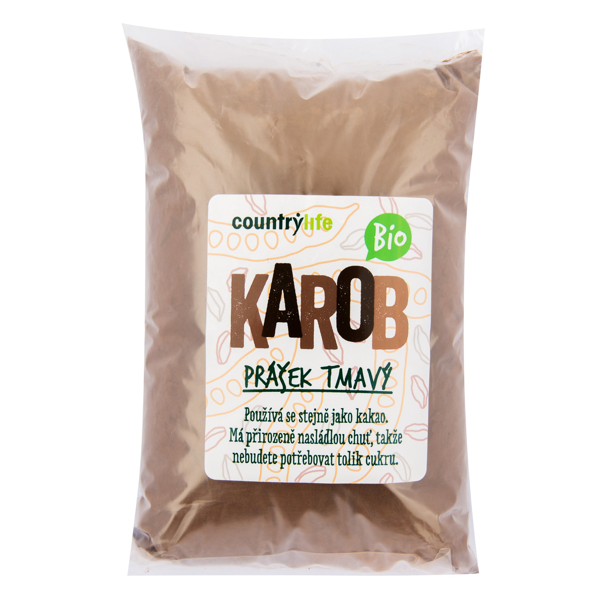 521004 Karobový prášek tmavý 500 g BIO   COUNTRY LIFE-1