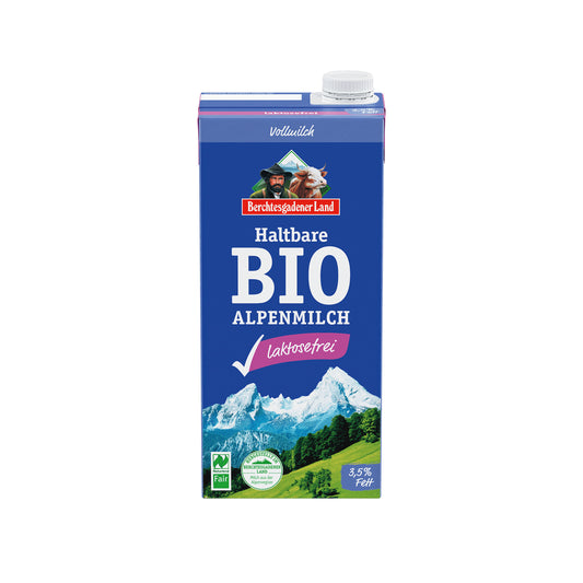 530081 Mléko trvanlivé alpské plnotučné bez laktózy 1 l BIO   BGL-1