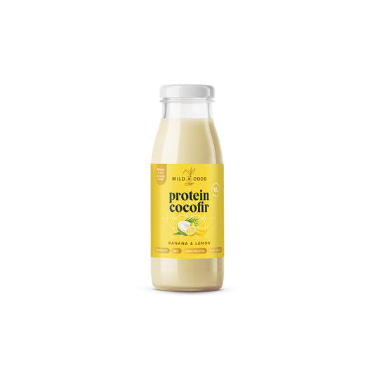 530093 Nápoj kokosový Protein Cocofir Banana Lemon 250 ml BIO   WILD & COCO-1