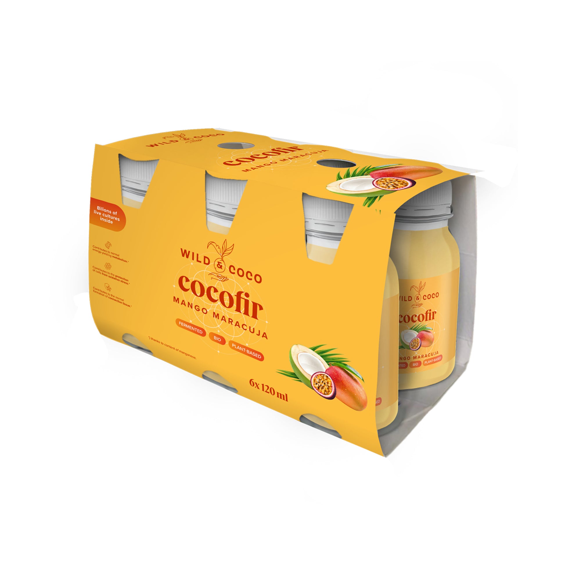 530101 Nápoj kokosový Cocofir Mango Maracuja 6 x 120 ml BIO   WILD & COCO-1