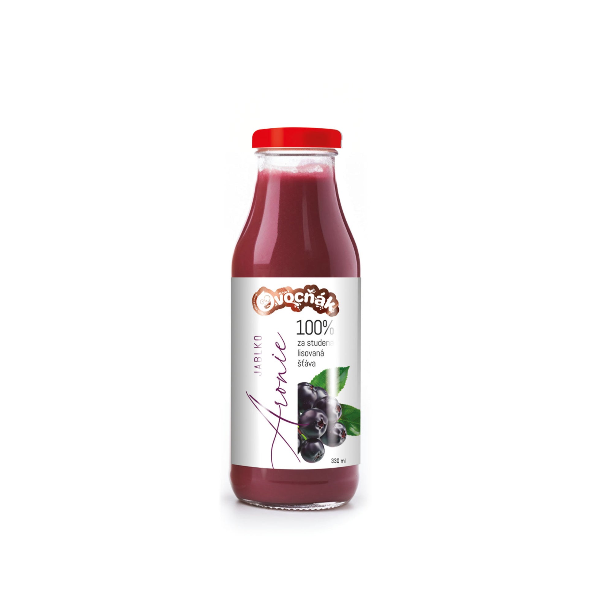 552118 Mošt ovocný jablko-arónie sklo 330 ml   OVOCŇÁK-1