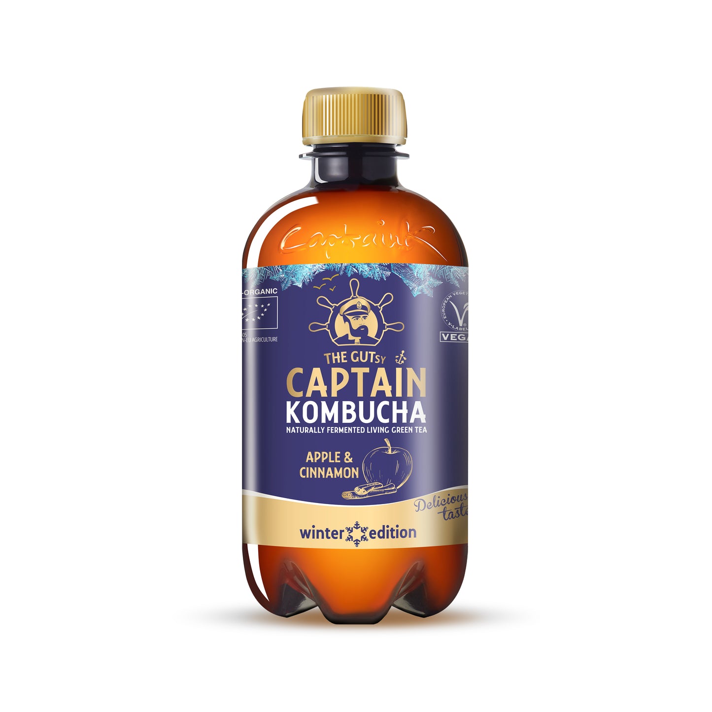 570098 Captain kombucha jablko a skořice zimní edice 400 ml BIO   THE GUTSY-1