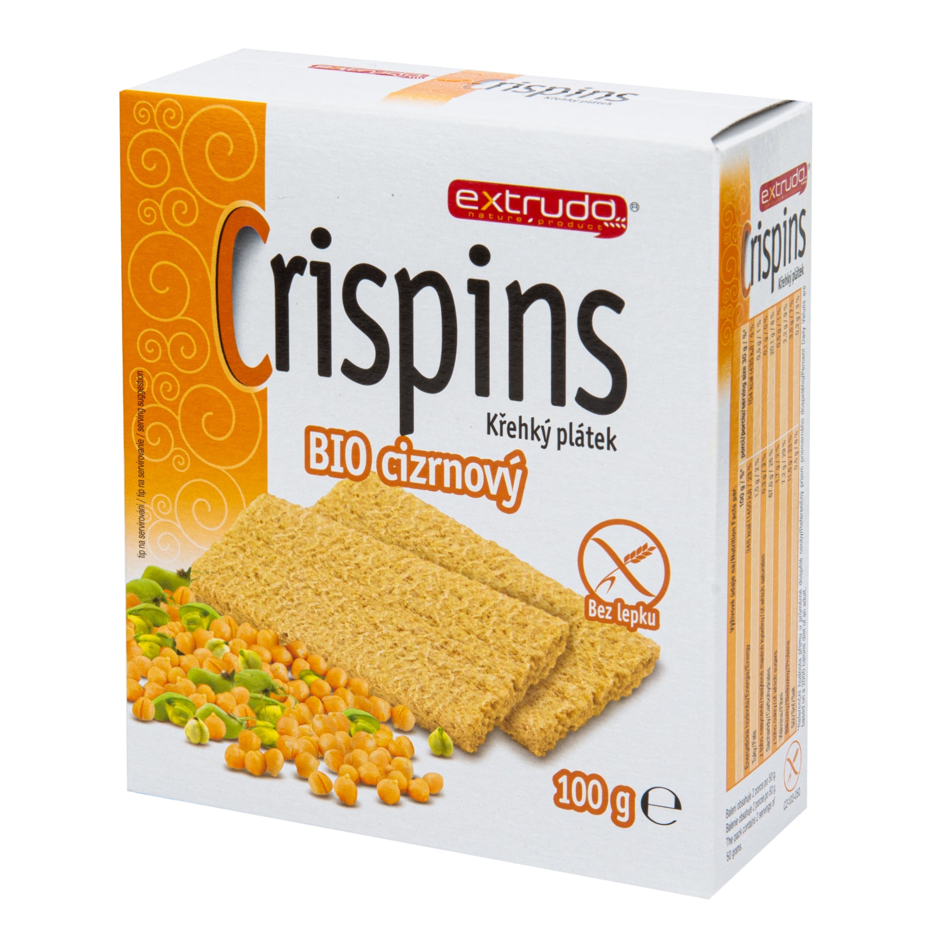 610053 Chlebíček cizrnový Crispins bezlepkový 100 g BIO   EXTRUDO-1