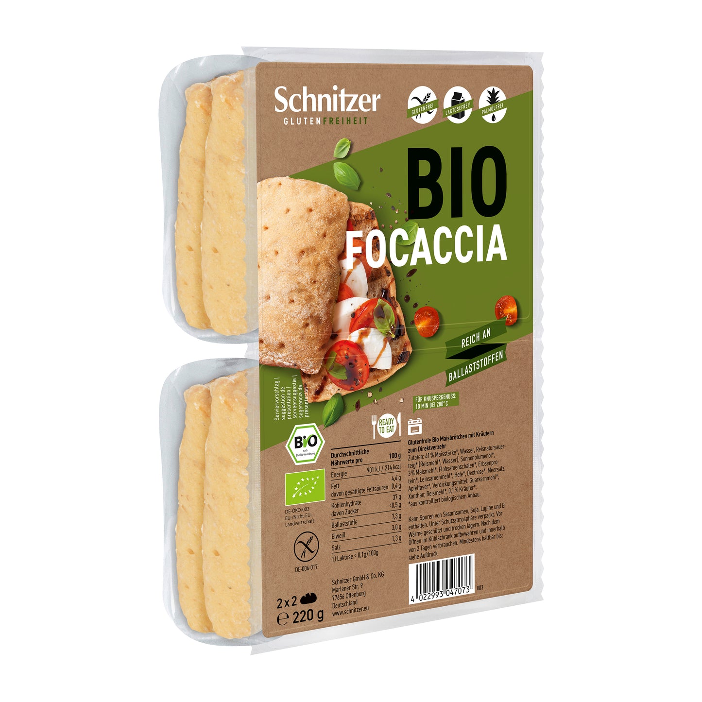 610069 Focaccia bezlepková 220 g BIO   SCHNITZER-1